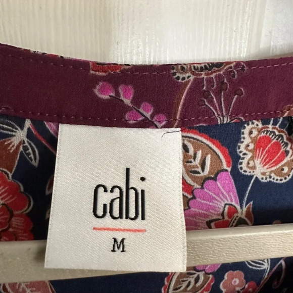 CAbi Festive Maxi Dress Retro Floral Paisley Print Blue Burgundy Size Medium NEW - Picture 4 of 6